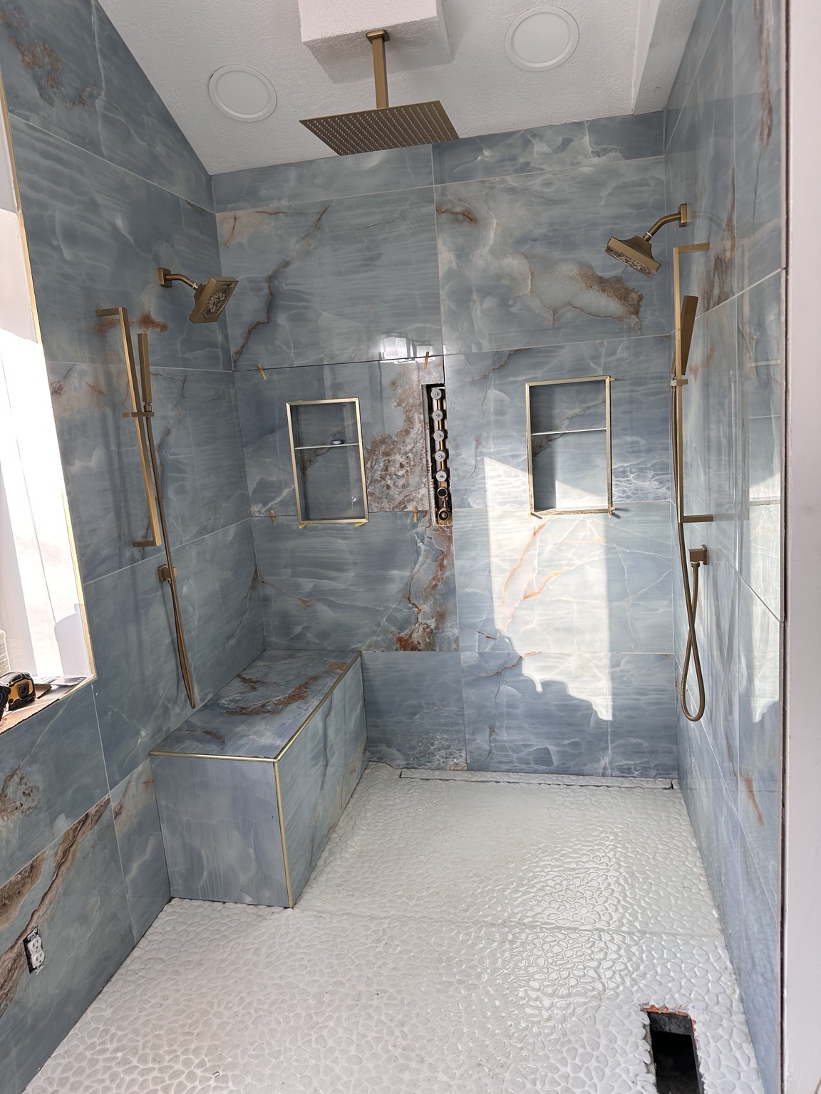 Custom Walk-In Shower - Custom Tile & Bench